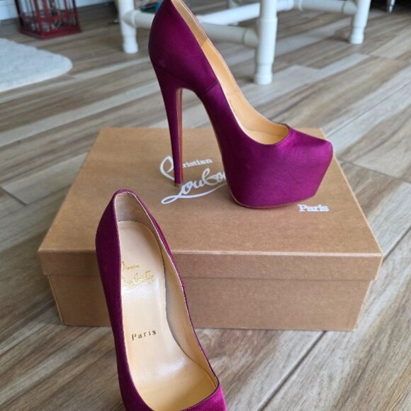 PRICED DROP! Christian Louboutin Def Daffodiles Purple Satin Shoes 160 Eur. 34.5 - Picture 2 of 16